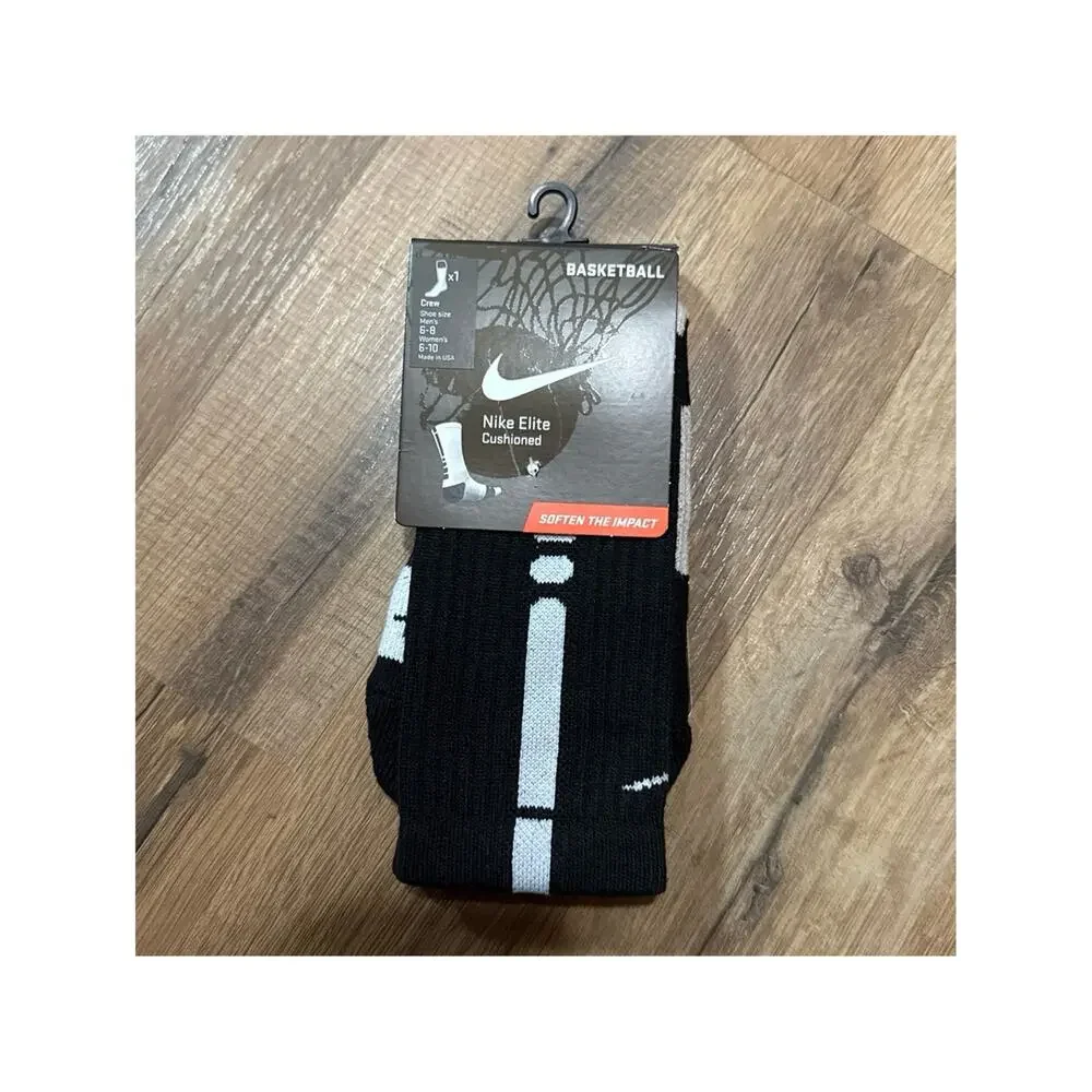 2013 Nike Elite Cushioned Basketball Dri-Fit Black White vintage Crew Socks